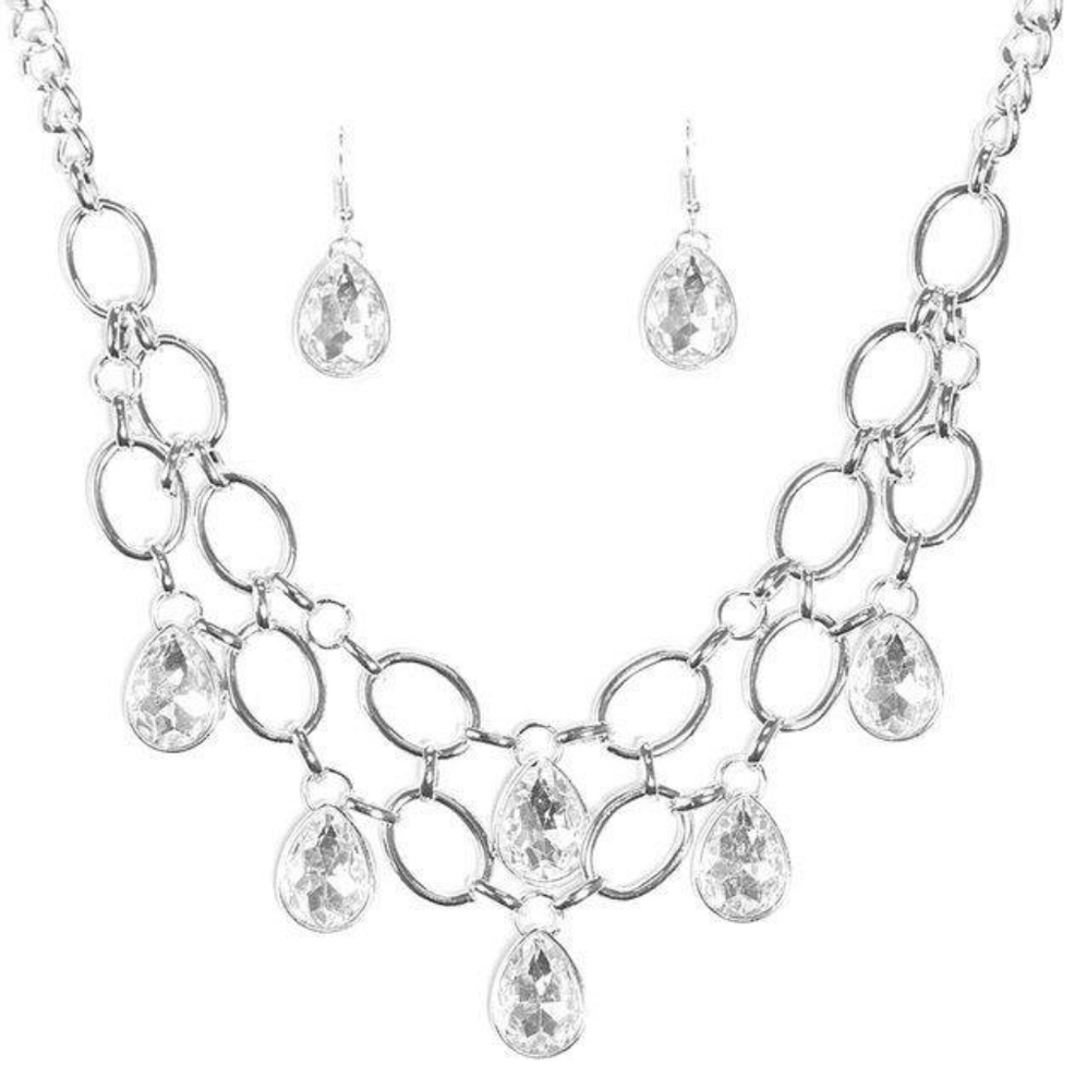 Show Stopping Shimmer White Necklace